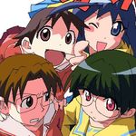  artist_request azumanga_daiou crossover glasses katagiri_himeko lowres mizuhara_koyomi momotsuki_gakuen_school_uniform multiple_girls pani_poni_dash! sailor_collar tachibana_rei takino_tomo yellow_sailor_collar 