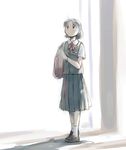  bag closed_mouth expressionless hand_up ikeda_jun_(mizutamari) looking_up neck_ribbon original pleated_skirt ribbon school_uniform shadow short_hair shoulder_bag skirt solo source_request 