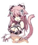  animal_ears breasts cat_ears cat_tail copyright_request elbow_gloves fang gloves hair_ornament hands_together hirano_katsuyuki large_breasts long_hair navel pink_eyes pink_hair smile solo tail white_gloves 