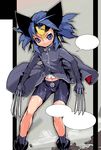  animal_ears bare_legs bike_shorts blue_eyes blue_hair cameltoe claws coat genderswap genderswap_(mtf) gloves marvel najimi_shin navel solo uniform wolverine x-men younger 