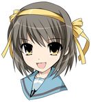  blue_sailor_collar brown_hair hairband kita_high_school_uniform looking_at_viewer portrait rfa sailor_collar school_uniform serafuku short_hair solo suzumiya_haruhi suzumiya_haruhi_no_yuuutsu yellow_eyes 