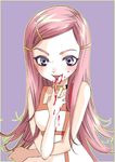  anemone_(eureka_seven) artist_request eureka_seven eureka_seven_(series) hair_ornament hairclip jam licking pink_hair purple_eyes solo 