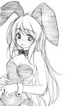  animal_ears asahina_mikuru bunny_ears bunnysuit greyscale monochrome pantyhose solo suzumiya_haruhi_no_yuuutsu yumesato_makura 