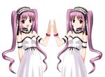  bracelet brown_eyes collar euryale fate/hollow_ataraxia fate/stay_night fate_(series) ishigami_kazui jewelry jpeg_artifacts long_hair multiple_girls purple_hair siblings stheno symmetry twins twintails very_long_hair 