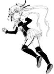  from_behind greyscale long_hair looking_back monochrome pachira pointy_ears renkin_san-kyuu_magical_pokaan running satou_atsuki solo thighhighs twintails very_long_hair 