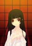  bangs black_hair blunt_bangs enma_ai f-ism hime_cut jigoku_shoujo long_hair long_sleeves murakami_suigun red_eyes solo wet wet_clothes 