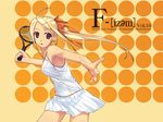  blonde_hair f-ism long_hair miniskirt murakami_suigun original racket skirt solo tennis tennis_dress tennis_racket 