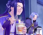  1girl assassin_(fate/stay_night) caster chopsticks closed_eyes cup_ramen eating fate/stay_night fate_(series) food noodles oekaki pointy_ears ponytail purple_hair steam zen 