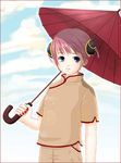  artist_request china_dress chinese_clothes dress gintama kagura_(gintama) oriental_umbrella red_umbrella solo umbrella 