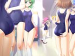  competition_school_swimsuit game_cg kayura_yuka kneehighs multiple_girls new_school_swimsuit old_school_swimsuit one-piece_swimsuit school_swimsuit shoes sukumizu_~fecchi_ni_narumon!~ swimsuit uwabaki white_legwear yaegashi_nan 