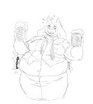  2019 alcohol beer belly beverage boss_monster caprine clothed clothing deltarune female fully_clothed goat grindavikbydaylight mammal midriff monochrome overweight simple_background solo stomach_noises toriel undertale video_games white_background 