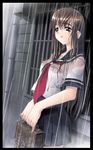  ikeda_yasuhiro original rain school_uniform solo wet wet_clothes wet_hair 