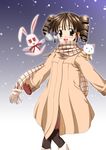  artist_request brown_hair coat full_moon_wo_sagashite kouyama_mitsuki long_sleeves meroko_yui_(bunny) pantyhose scarf snowing solo takuto_kira_(cat) 