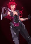  amaha_masane armor bikini_armor black_sclera glowing glowing_eyes mizuki_makoto red_hair solo weapon witchblade 