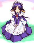  andou_mahoro blue_hair green_eyes long_sleeves lowres mahoromatic maid r-type_nirvana solo 