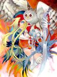  artist_request bird colorful eyepatch fantasy original owl solo sword weapon wings 