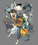  artist_request bandages bat copyright_request halloween jack-o'-lantern orange_skirt plaid plaid_skirt pumpkin skirt solo sword trick_or_treat weapon 