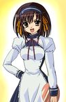  brown_hair long_sleeves masutaauu short_hair solo suzumiya_haruhi suzumiya_haruhi_no_yuuutsu waitress 