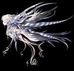  black_background blonde_hair closed_eyes curly_hair long_hair original simple_background solo striped sumi_keiichi uniform upper_body very_long_hair white_wings wings 