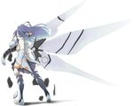  android artist_request battle detached_sleeves long_hair mecha mechanical_wings original purple_hair skirt solo thighhighs wings 