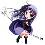  caster chibi dress fate/stay_night fate_(series) ikawa_waki long_dress long_sleeves pointy_ears solo staff younger 