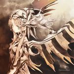  armor blonde_hair grey_eyes long_hair original solo sumi_keiichi wings 