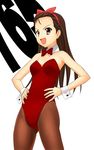  a1 idolmaster idolmaster_(classic) idolmaster_1 leotard long_hair minase_iori pantyhose petite red_leotard solo 