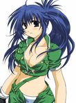  areola_slip areolae artist_request breasts cleavage large_breasts leona_heidern panties snk solo striped striped_panties the_king_of_fighters underwear 