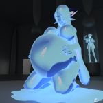  2019 3d_(artwork) anthro belly big_belly big_breasts breasts digital_media_(artwork) doom12 female goo_creature hi_res huge_breasts humanoid nipples nude open_mouth pregnant slime 