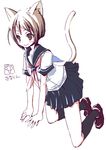  animal_ears cat_ears copyright_request kimarin kneehighs school_uniform socks solo tail 