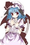  animal_ears bat_wings blue_hair blush cat_ears colorized kemonomimi_mode makura red_eyes remilia_scarlet solo tail tears touhou wings yumesato 