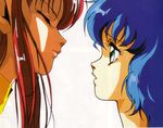  80s blue_hair hirano_toshihiro iczer-2 iczer_(series) kanou_nagisa multiple_girls oldschool red_hair tatakae!!_iczer-1 white_background 