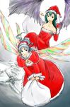  dress green_eyes green_hair long_hair long_sleeves mima multiple_girls red_dress red_skirt santa_costume shinki skirt touhou touhou_(pc-98) wings wizneko 