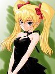  artist_request black_dress blonde_hair blue_eyes blush bow choker daikuuji_ayu dress hair_bow kimi_ga_nozomu_eien solo twintails 