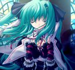  albino aqua_hair artist_request gothic kamijou_aya long_sleeves solo tears zaishuu_-the_sin- 