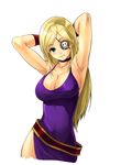  akamaru armpits arms_up blonde_hair bonne_jenet breasts cleavage dress eyepatch fatal_fury large_breasts long_hair mark_of_the_wolves pirate skull snk solo 