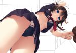  anthropomorphism aqua_eyes blush bra braids brown_hair cameltoe ezoshika kantai_collection navel panties seifuku shigure_(kancolle) short_hair skirt underwear upskirt 