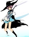  bangs cape electric_guitar guitar hat instrument kita_high_school_uniform long_sleeves nagato_yuki refeia school_uniform serafuku short_hair solo suzumiya_haruhi_no_yuuutsu witch_hat 