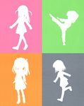  artist_request kicking multiple_girls multiple_monochrome sawachika_eri school_rumble silhouette suou_mikoto tsukamoto_tenma tsukamoto_yakumo twintails 