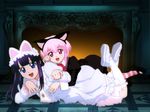  aizawa_masahiro animal_ears artemis_(tsukuyomi) cat_ears hazuki_(tsukuyomi) long_sleeves multiple_girls tsukuyomi_moonphase wallpaper 