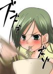  blush chopsticks eating food green_eyes green_hair kazahana_chiruwo long_hair maria-sama_ga_miteru motion_blur noodles ogasawara_sachiko ramen solo sweat 