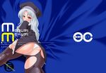  all_fours ass black_dress caren_hortensia dress fate/hollow_ataraxia fate/stay_night fate_(series) hat kure_masahiro panties pantyhose solo torn_clothes torn_legwear underwear wallpaper white_panties 