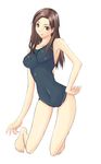  barefoot feet forehead highres ichino kawada_tomoko kimi_kiss one-piece_swimsuit school_swimsuit solo swimsuit 