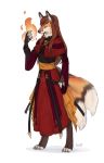  2019 5_fingers anthro barefoot canid canine clothed clothing digital_media_(artwork) digitigrade female fox fur kur0i mammal orange_fur simple_background solo standing toes white_background 