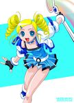  blonde_hair blue_eyes blue_panties blue_skirt drill_hair goutokuji_miyako hindenburg jacket long_sleeves panties pantyshot pleated_skirt powerpuff_girls_z rolling_bubbles skirt solo underwear 