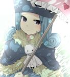  blue_eyes blue_hair curly_hair fairy_tail fur_trim heart juvia_lockser lowres mari_audio solo teruterubouzu umbrella 