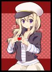  bad_id bad_pixiv_id blonde_hair hat heart heart_hands k-on! kotobuki_tsumugi listen!! long_hair mayachi_(amuriya) purple_eyes sailor_hat solo 