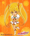  blonde_hair boots brooch chibi cure_sunshine heartcatch_precure! heartcatch_pretty_cure! jewelry midriff navel precure pretty_cure twintails 
