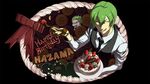  arc_system_works blazblue cake chibi eyes_closed food green_hair hazama official_art yellow_eyes 