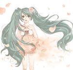  aqua_eyes aqua_hair bad_id bad_pixiv_id dress flower hair_flower hair_ornament hands_clasped hatsune_miku layla_(coco&amp;chic) lips long_hair own_hands_together petals rose solo twintails very_long_hair vocaloid 